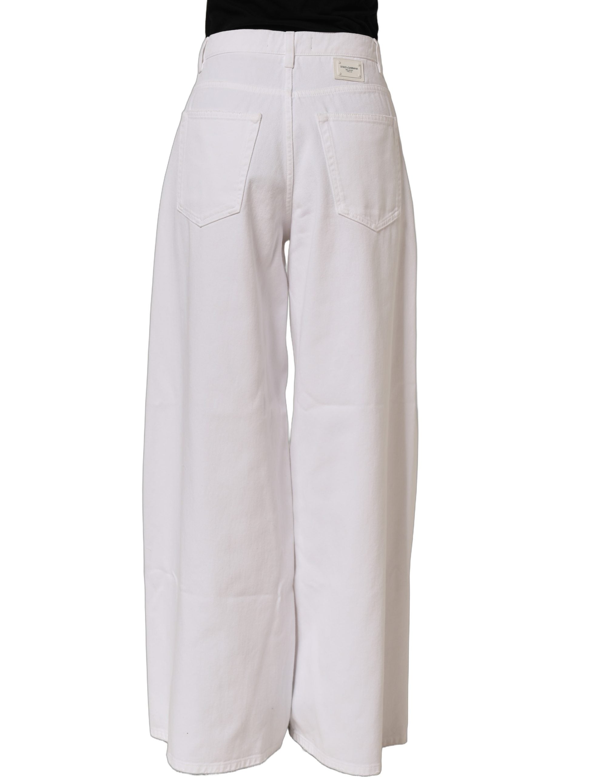 Dolce & Gabbana Weiße Stretch-Jeans mit weitem Bein aus Baumwolle