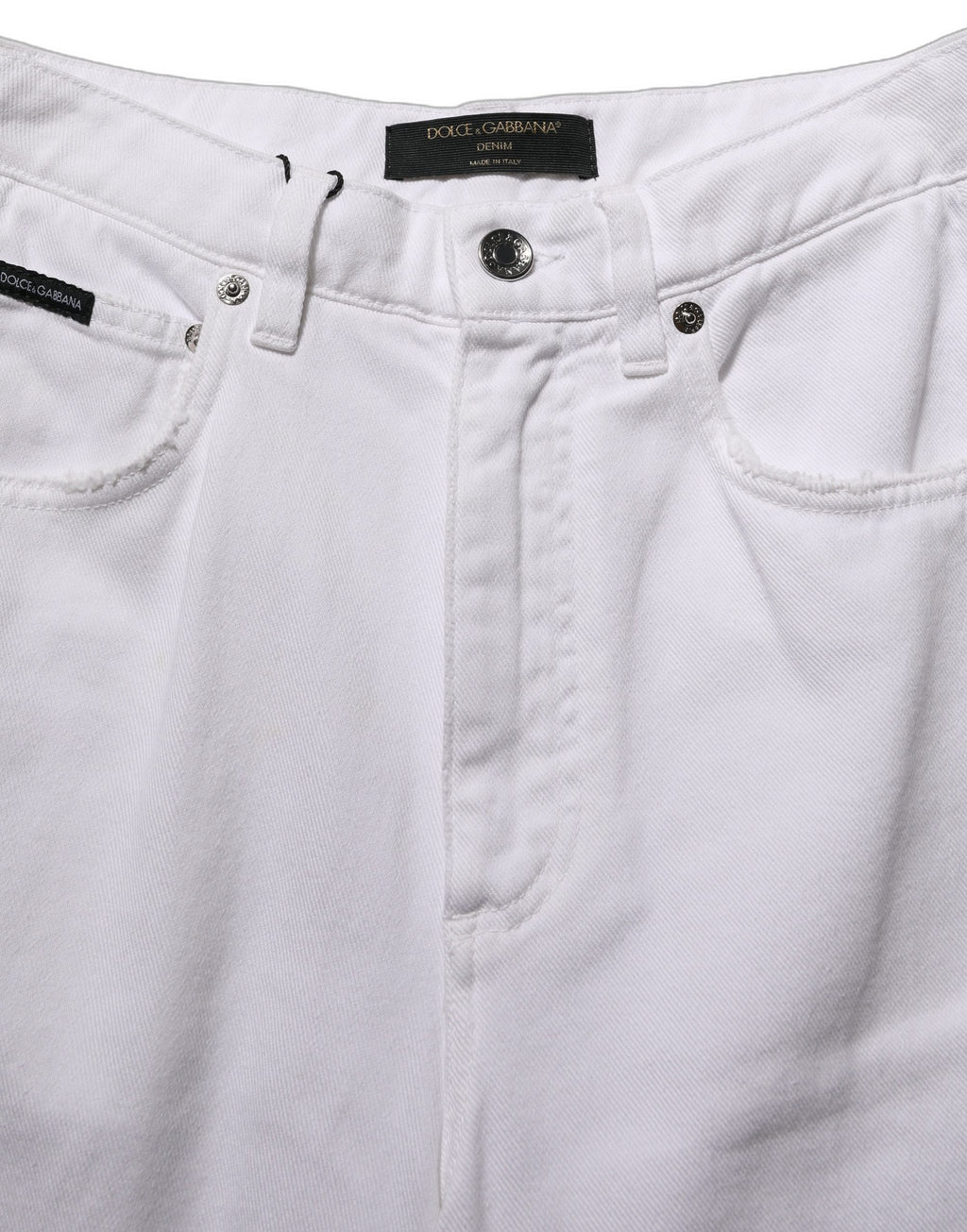 Dolce & Gabbana Weiße Stretch-Jeans mit weitem Bein aus Baumwolle