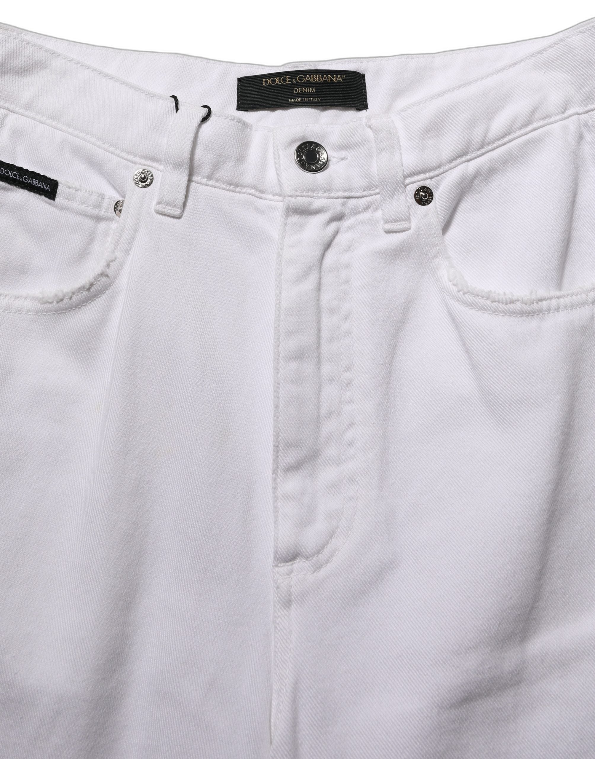 Dolce & Gabbana Weiße Stretch-Jeans mit weitem Bein aus Baumwolle