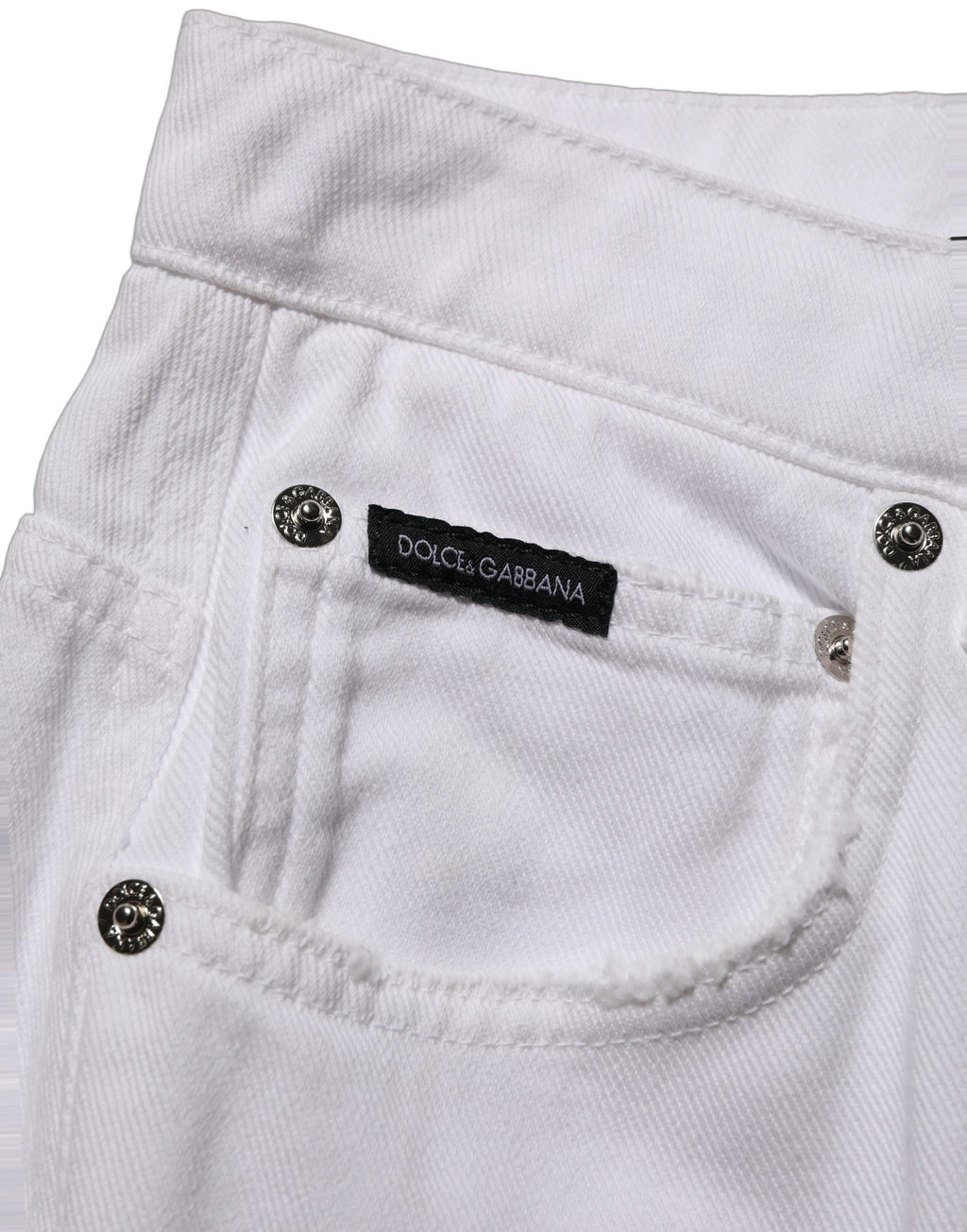 Dolce & Gabbana Weiße Stretch-Jeans mit weitem Bein aus Baumwolle