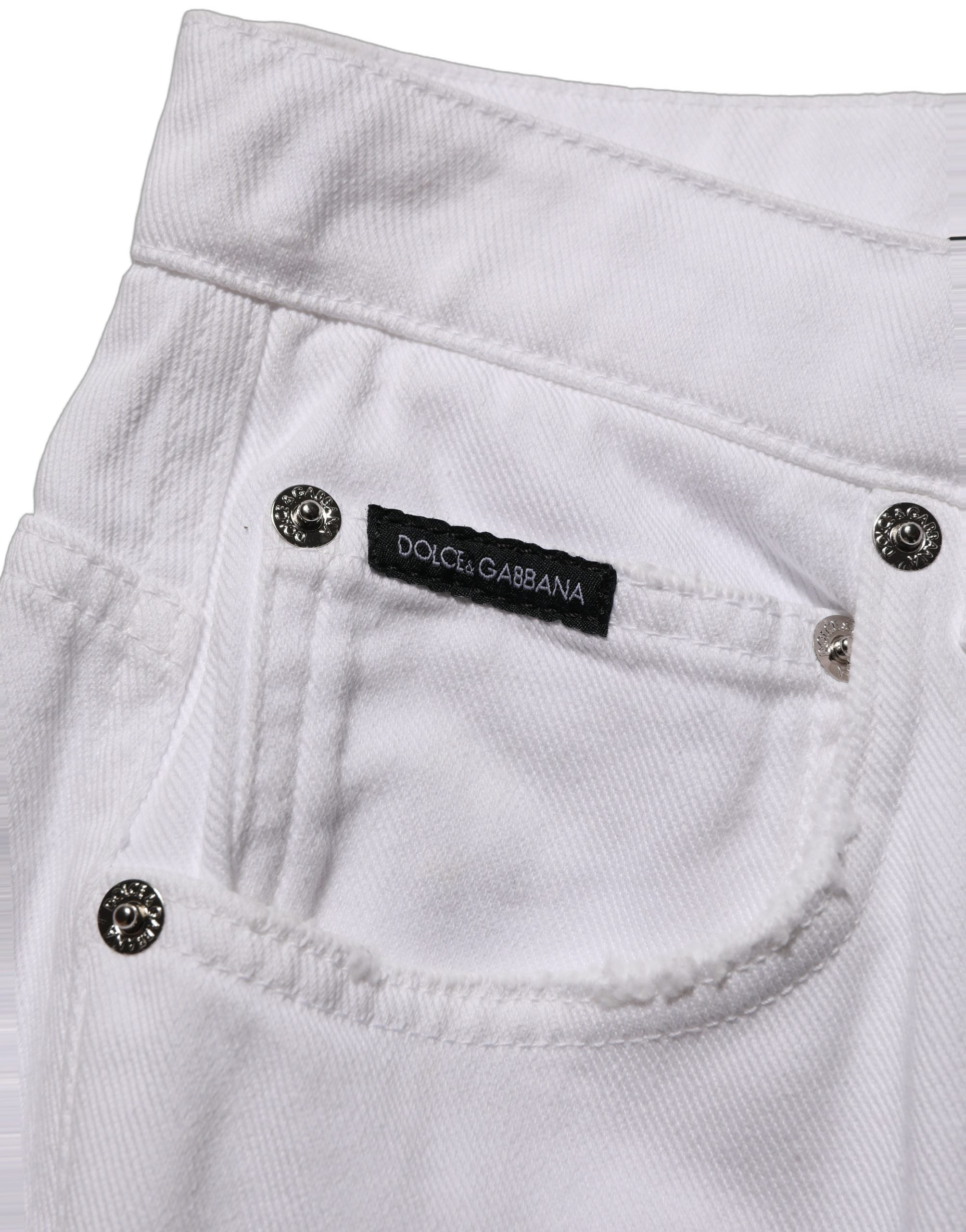 Dolce & Gabbana Weiße Stretch-Jeans mit weitem Bein aus Baumwolle