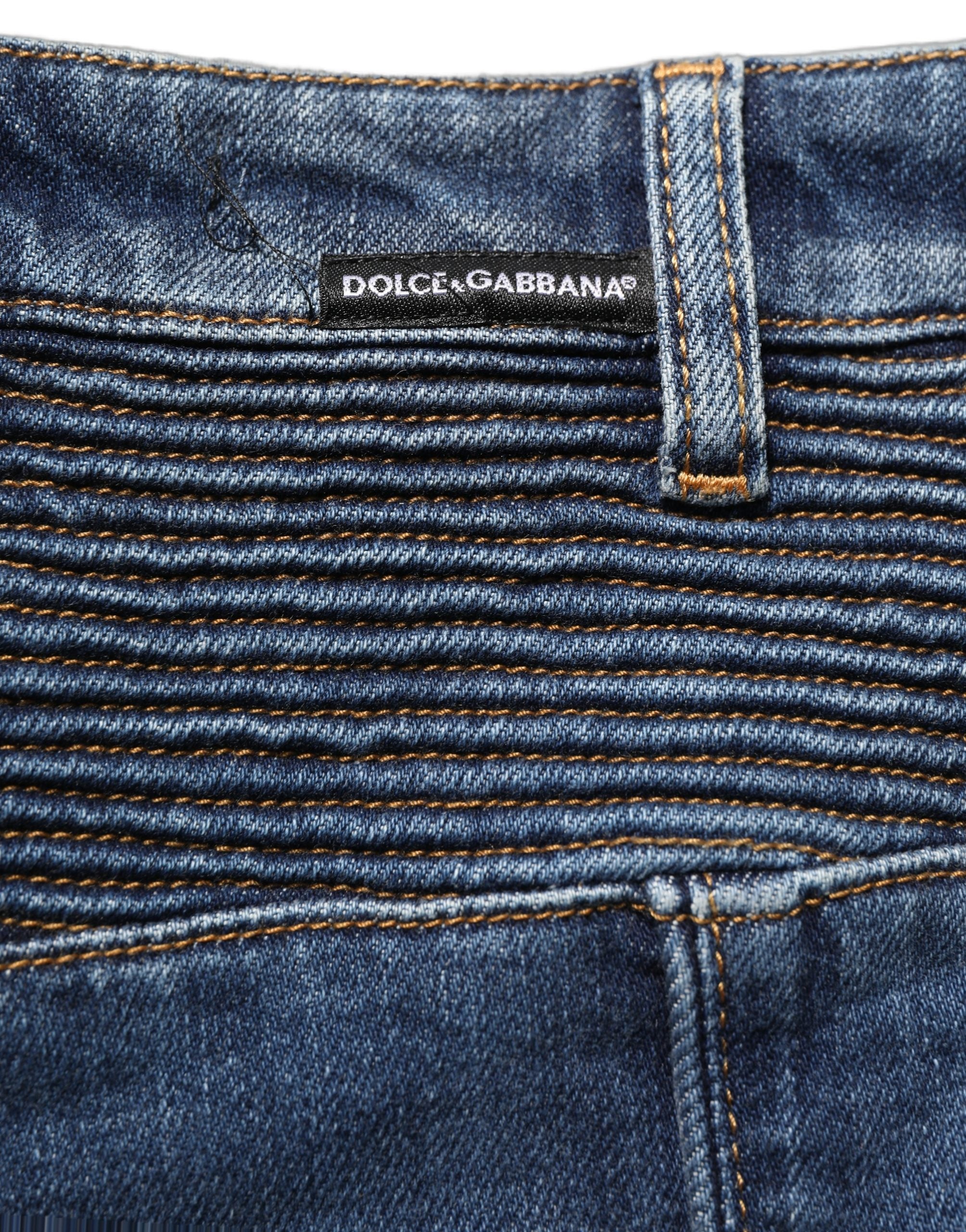 Dolce & Gabbana Dunkelblaue Baumwoll-Stretch-Skinny-Denim-Jeans
