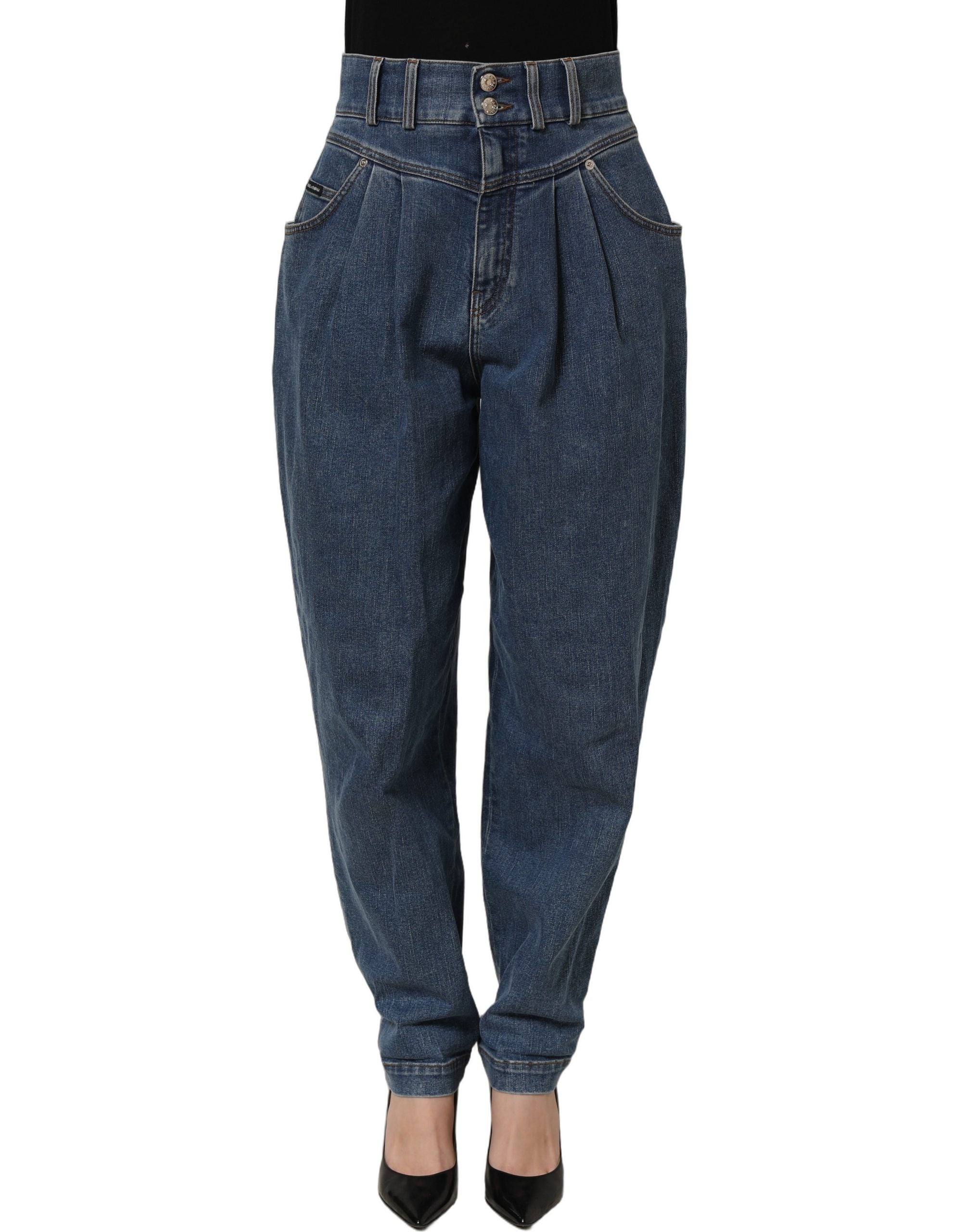 Dolce & Gabbana Dunkelblaue Baumwoll Stretch Tapered Jeans