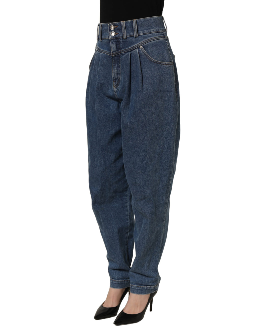 Dolce & Gabbana Dunkelblaue Baumwoll Stretch Tapered Jeans