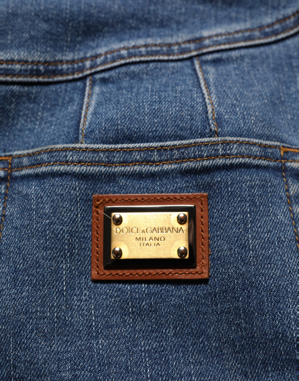 Dolce & Gabbana Dunkelblaue Baumwoll Stretch Tapered Jeans