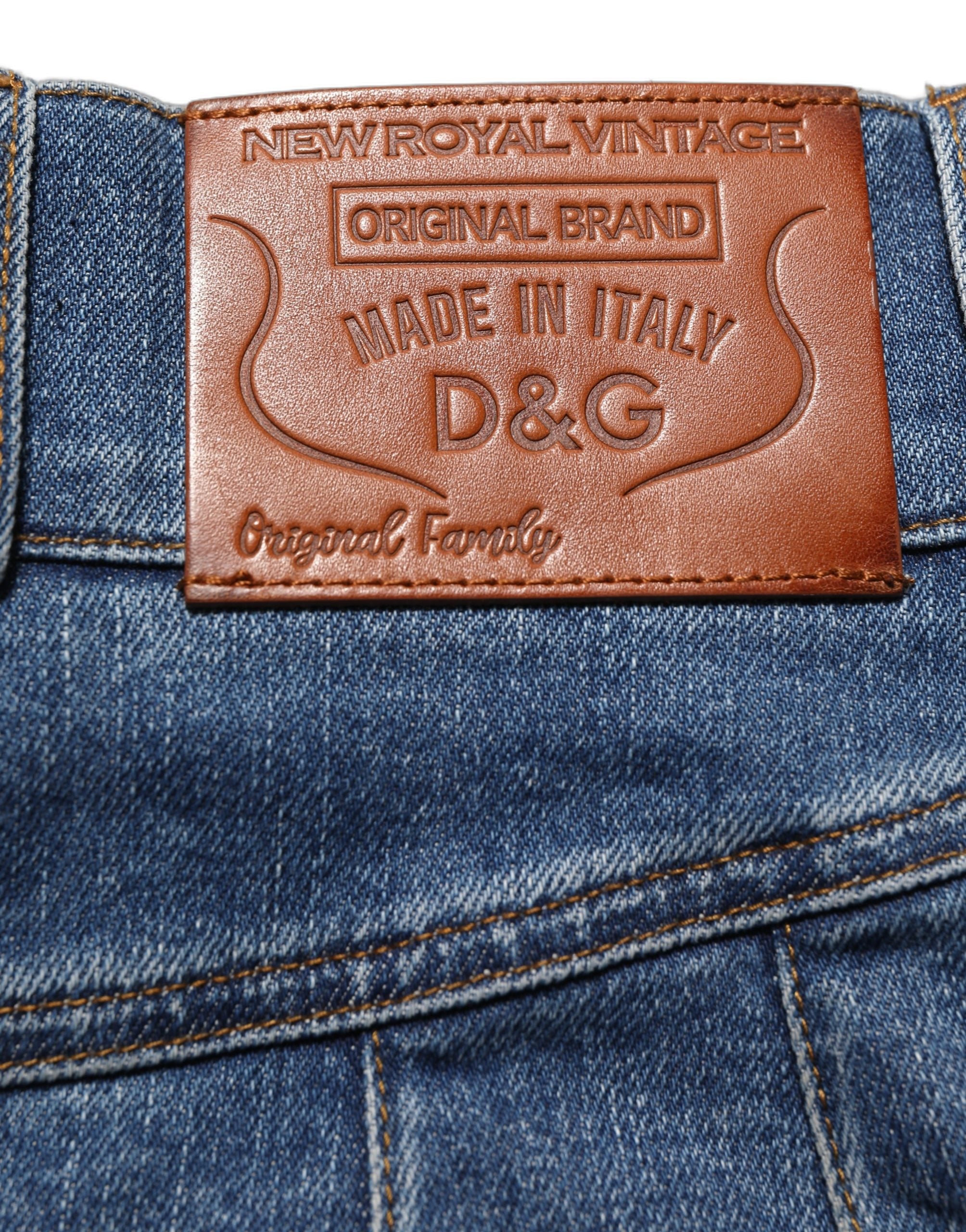 Dolce & Gabbana Dunkelblaue Baumwoll Stretch Tapered Jeans