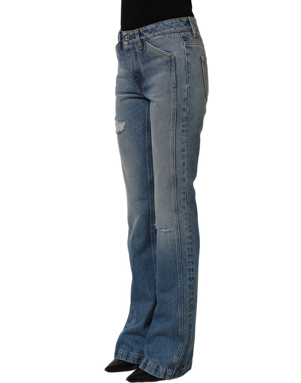 Dolce & Gabbana Blaue Bootcut-Jeans aus Baumwolle