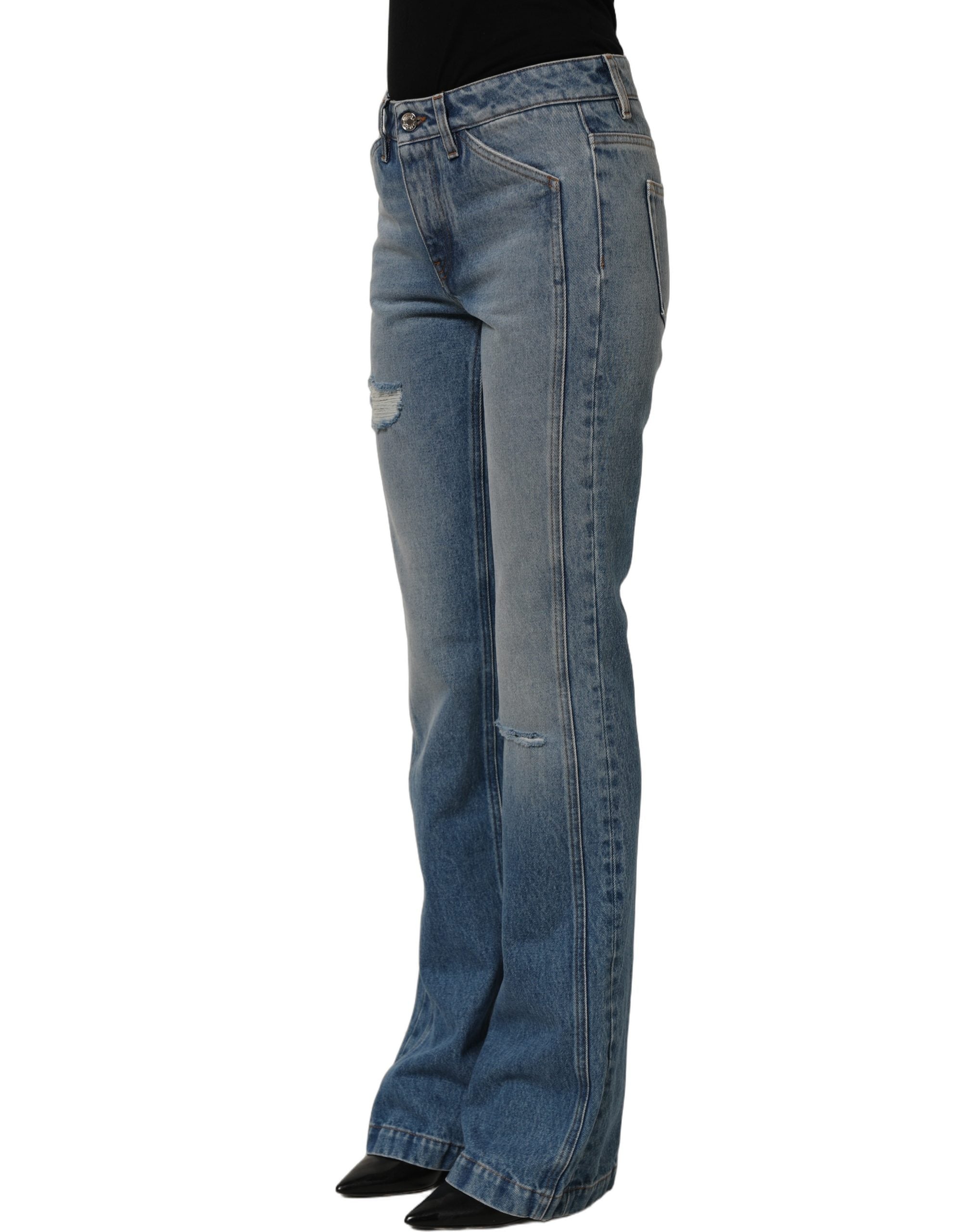 Dolce & Gabbana Blaue Bootcut-Jeans aus Baumwolle