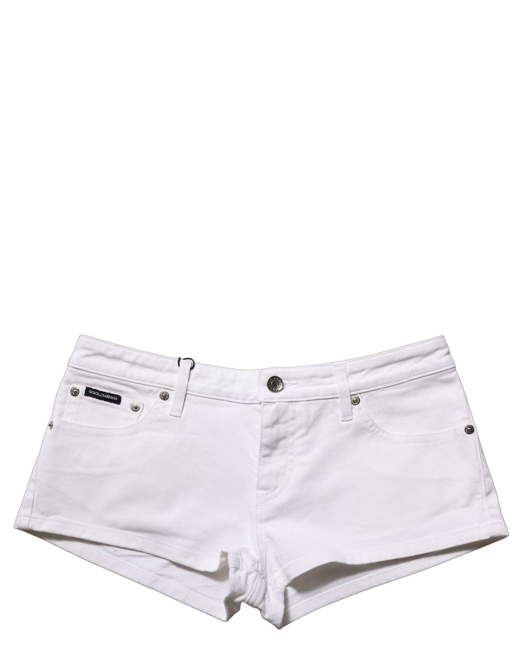 Dolce & Gabbana Weiße Low-Rise-Denim-Hotpants aus Baumwolle