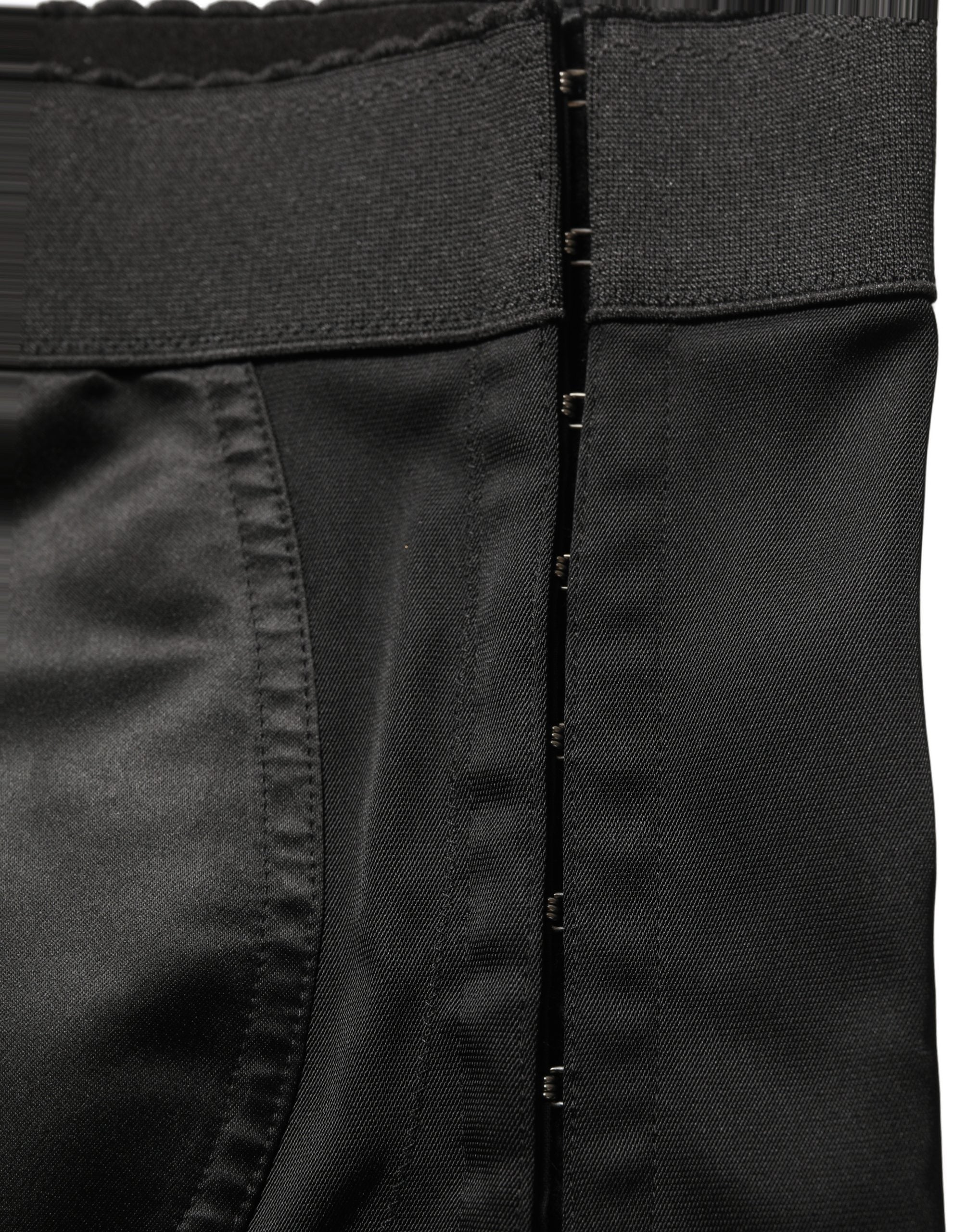 Dolce & Gabbana Schwarze High-Waist-Shorts aus Nylon mit elastischem Bund