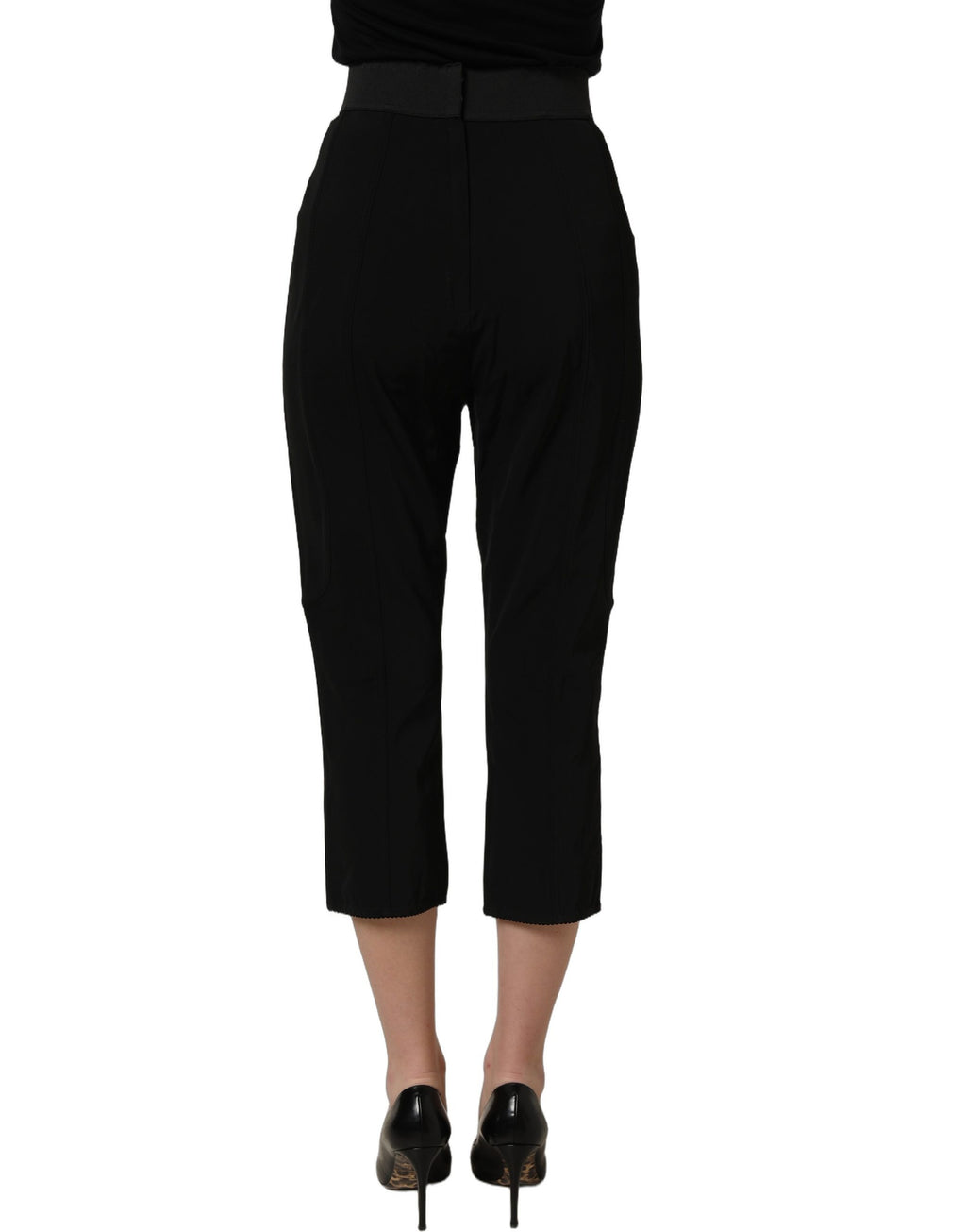 Dolce & Gabbana Schwarze Capri-Hose aus Viskose mit hoher Taille