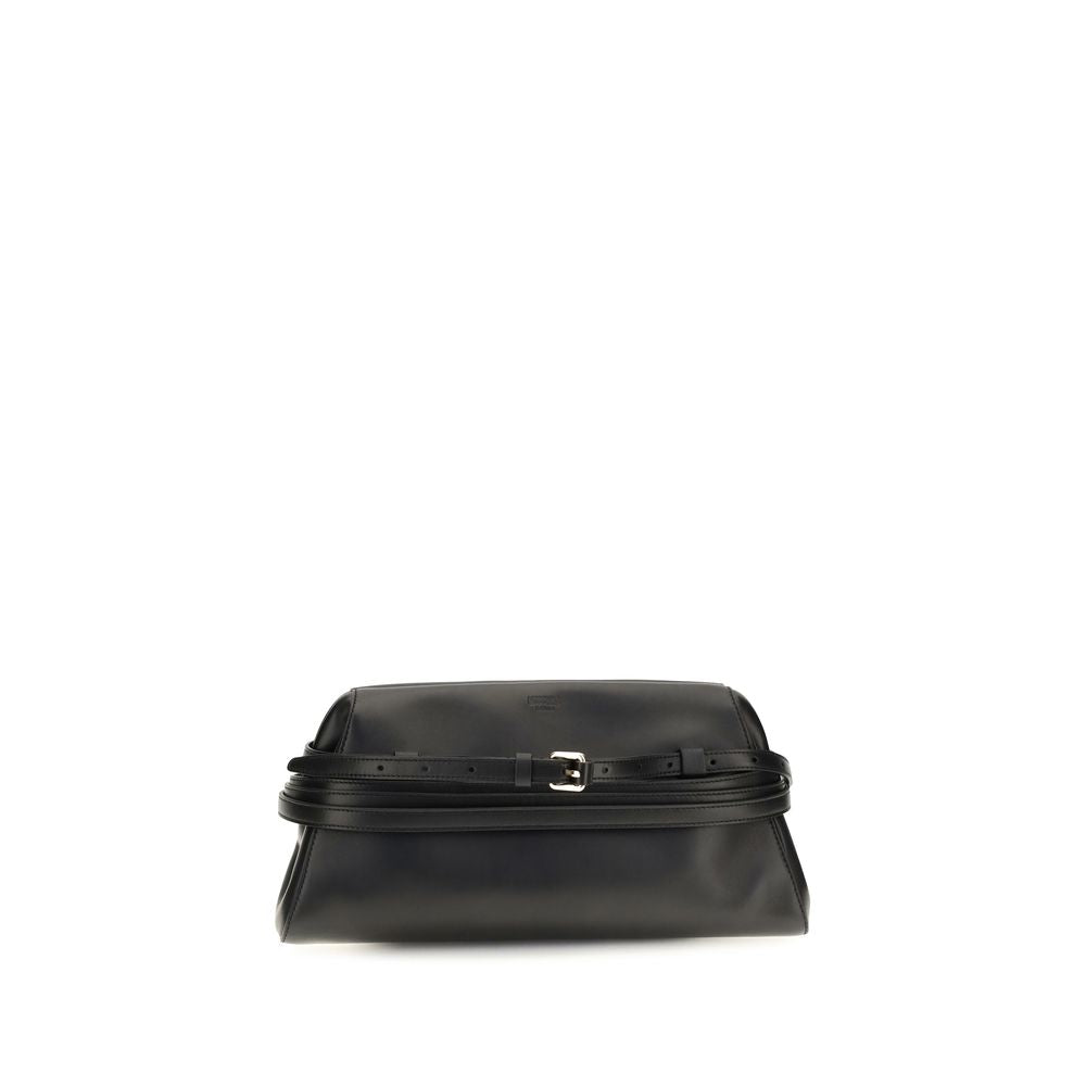 Moschino Schwarze Umhängetasche aus Ziegenleder