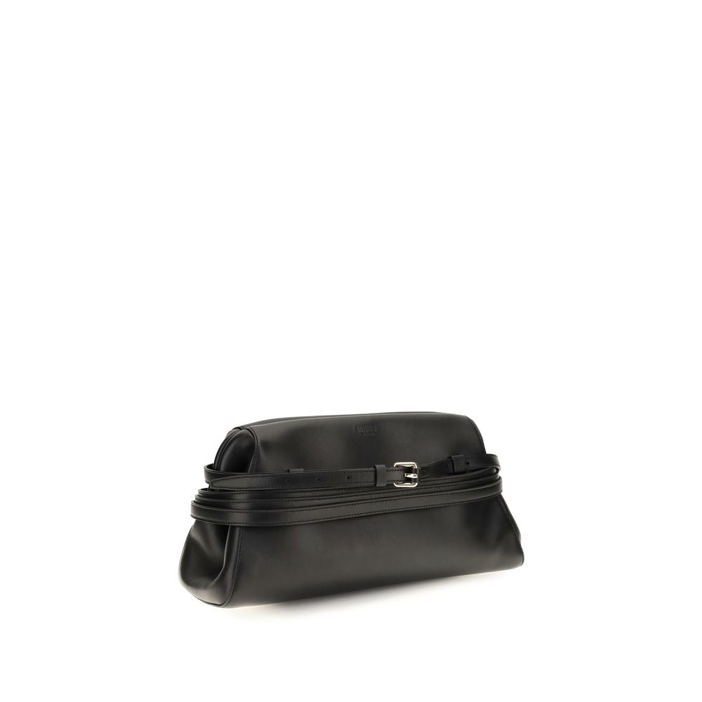 Moschino Schwarze Umhängetasche aus Ziegenleder