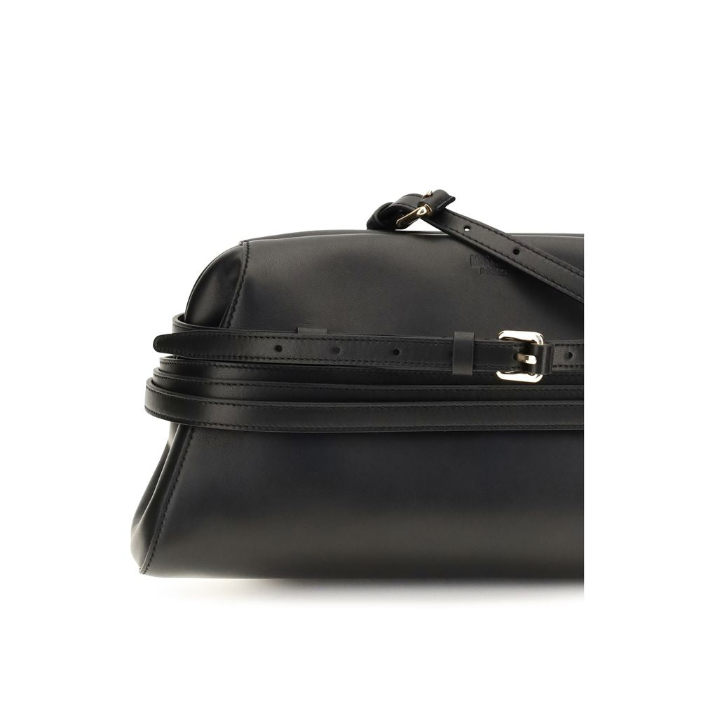 Moschino Schwarze Umhängetasche aus Ziegenleder