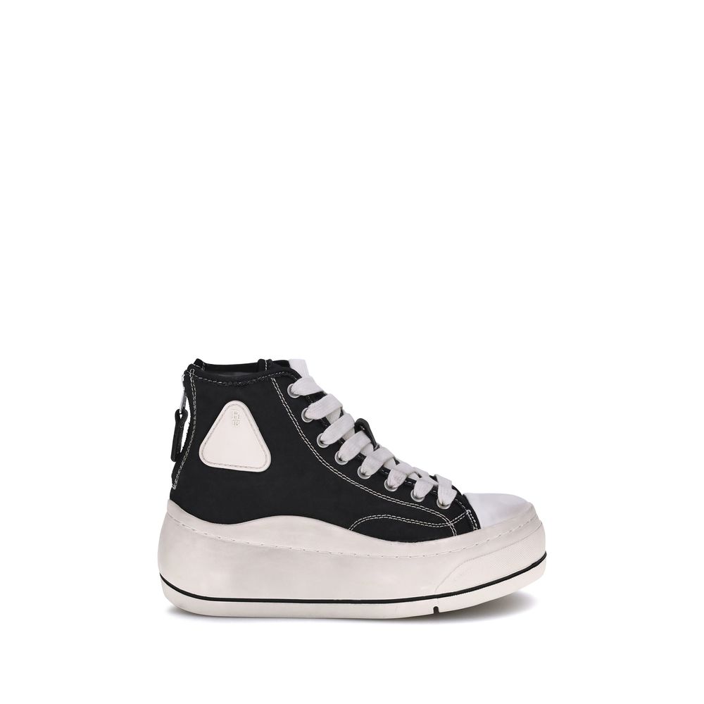 R13 Schwarze Plateau-Sneaker aus Baumwolle