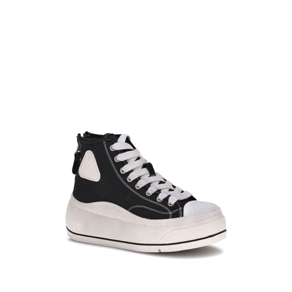 R13 Schwarze Plateau-Sneaker aus Baumwolle