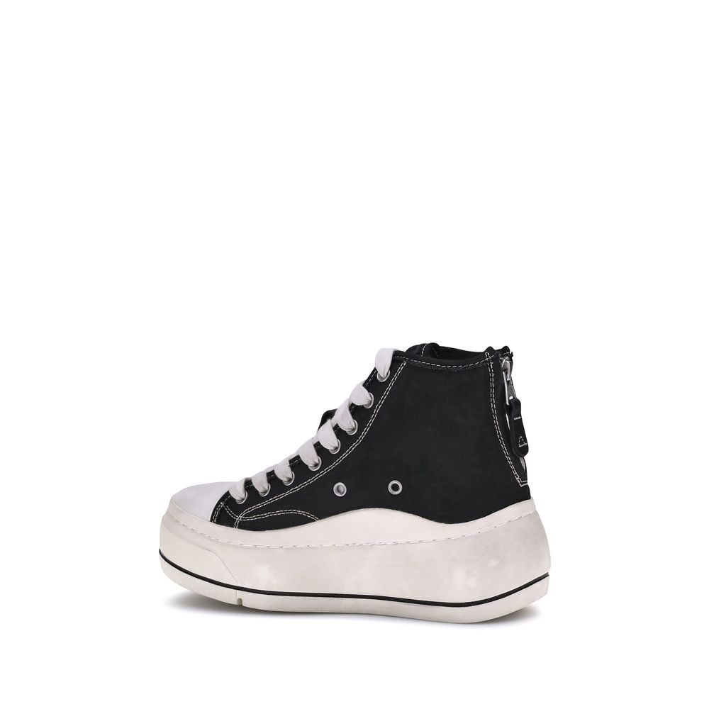 R13 Schwarze Plateau-Sneaker aus Baumwolle