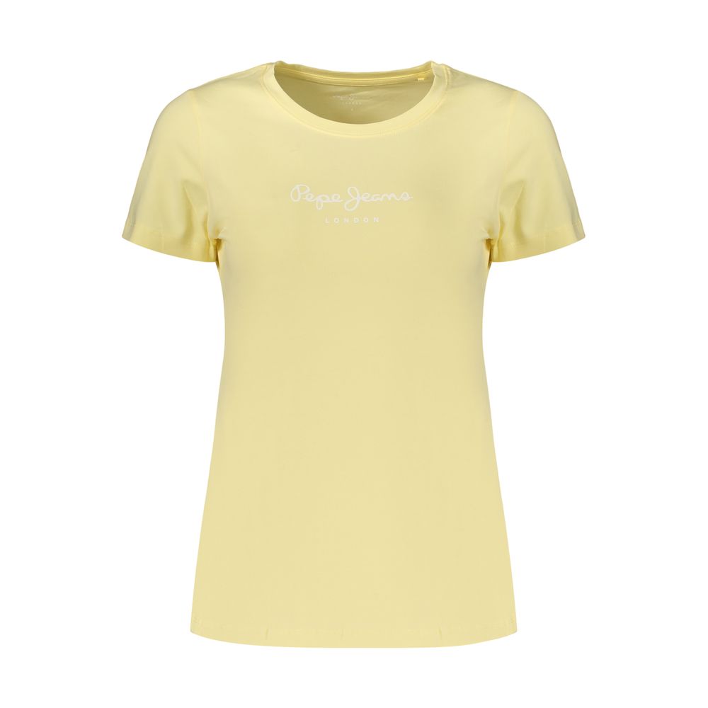 Pepe Jeans Gelbes Baumwoll-T-Shirt für Damen