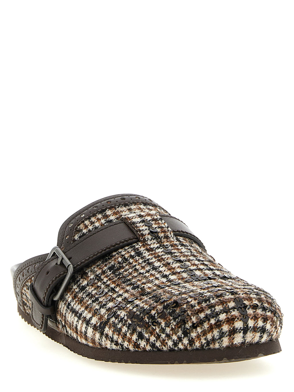 Brunello Cucinelli Braune Clogs aus Alpaka und Leder