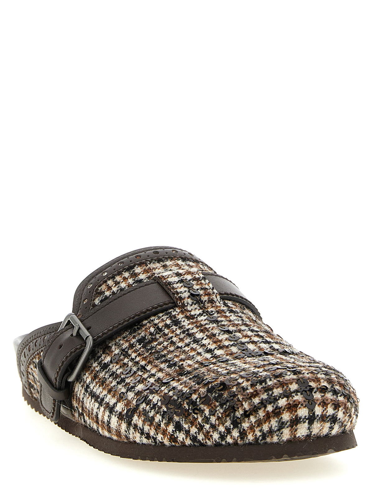 Brunello Cucinelli Braune Clogs aus Alpaka und Leder