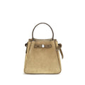 Tory Burch Beige Wildleder-Ledertasche im Bucket-Stil
