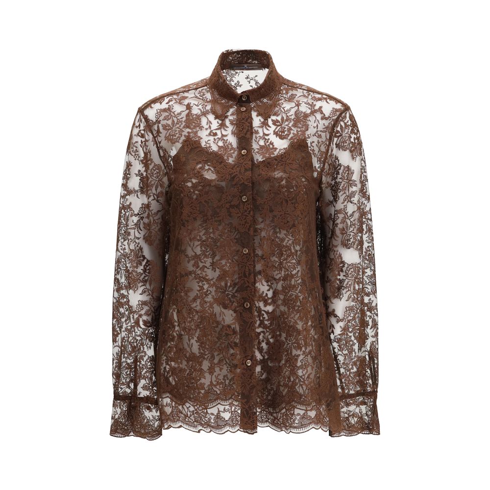 Ermanno Scervino Hemd mit braunem Polyester-Muster