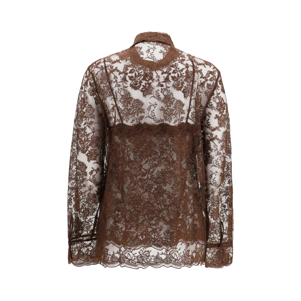 Ermanno Scervino Hemd mit braunem Polyester-Muster