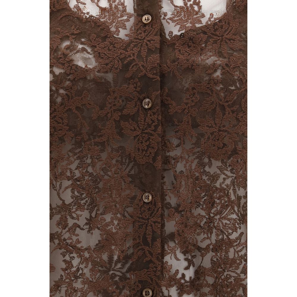 Ermanno Scervino Hemd mit braunem Polyester-Muster