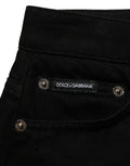 Dolce & Gabbana Schwarze Baumwoll-Hotpants-Shorts mit mittlerer Leibhöhe