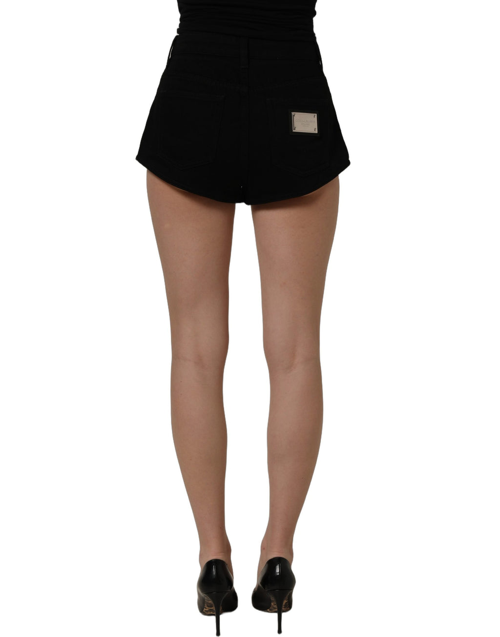 Dolce & Gabbana Schwarze Baumwoll-Hotpants-Shorts mit mittlerer Leibhöhe