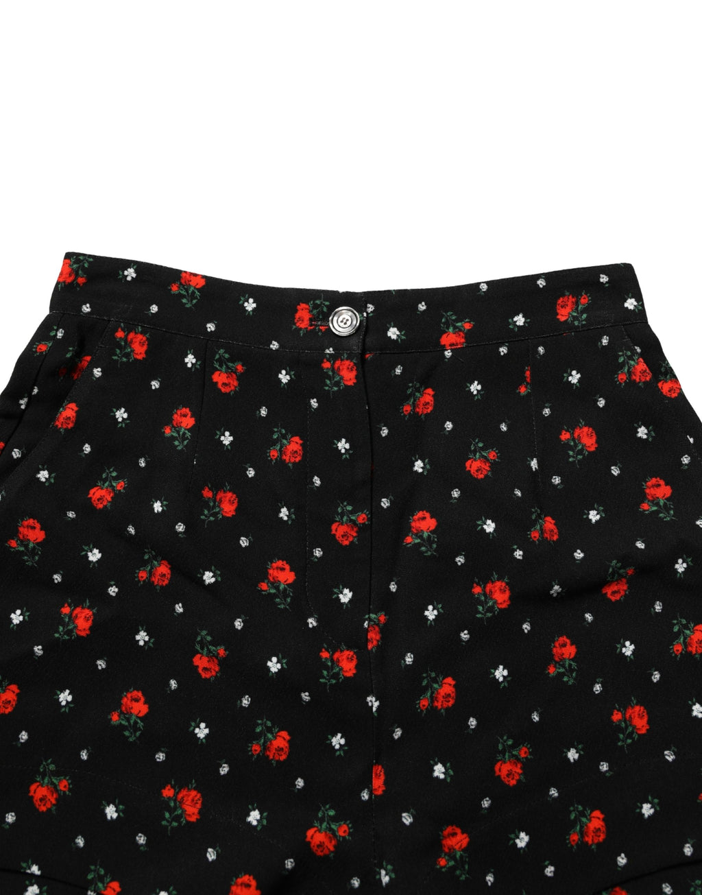 Dolce & Gabbana Schwarze Damen-Hotpants mit Blumenmuster und hohem Bund