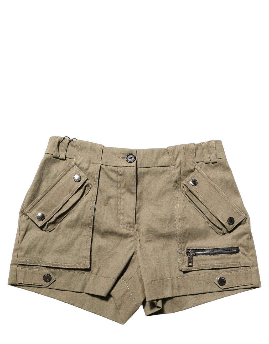 Dolce & Gabbana Grüne Baumwoll-Hotpants mit mittlerem Bund