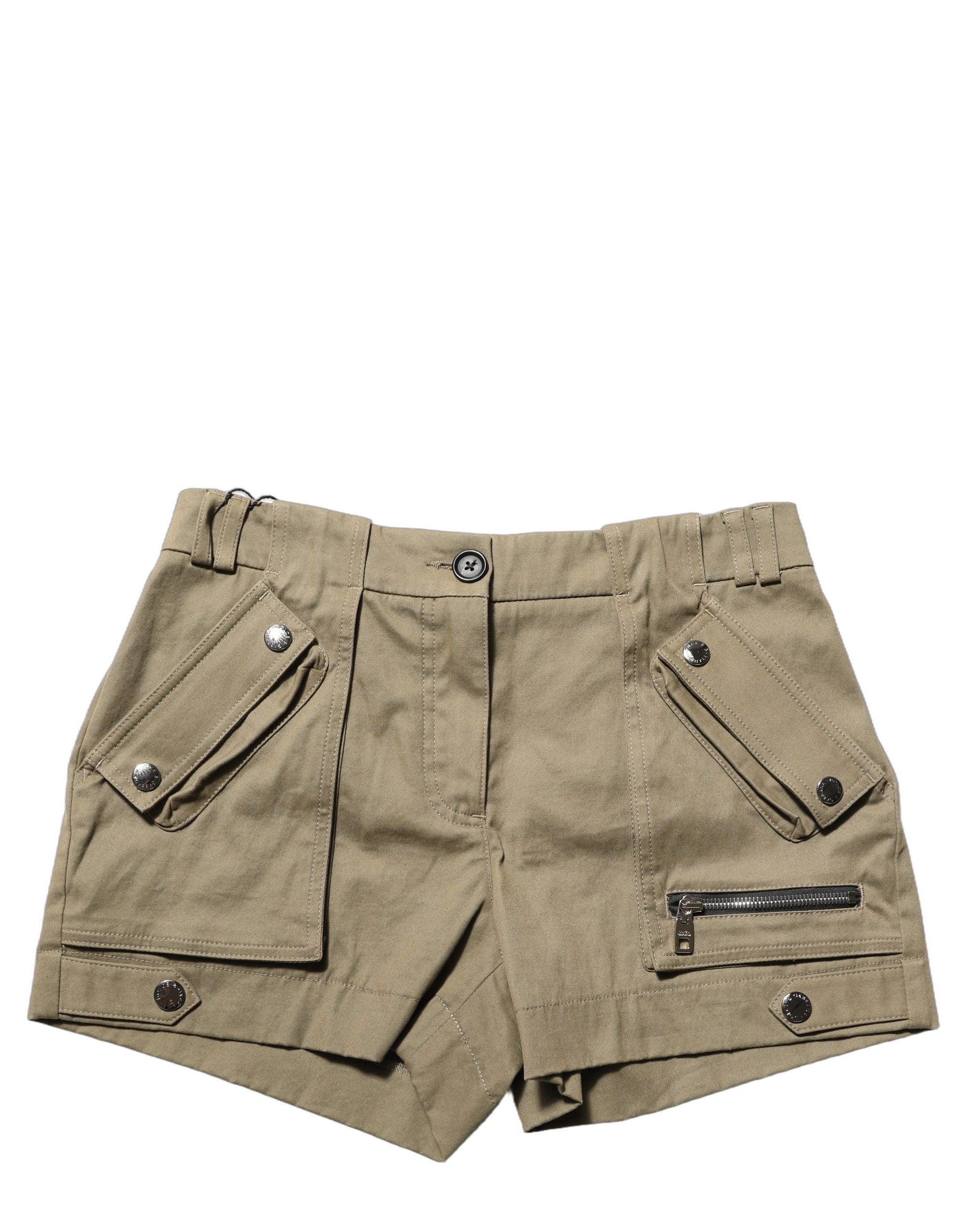 Dolce & Gabbana Grüne Baumwoll-Hotpants mit mittlerem Bund