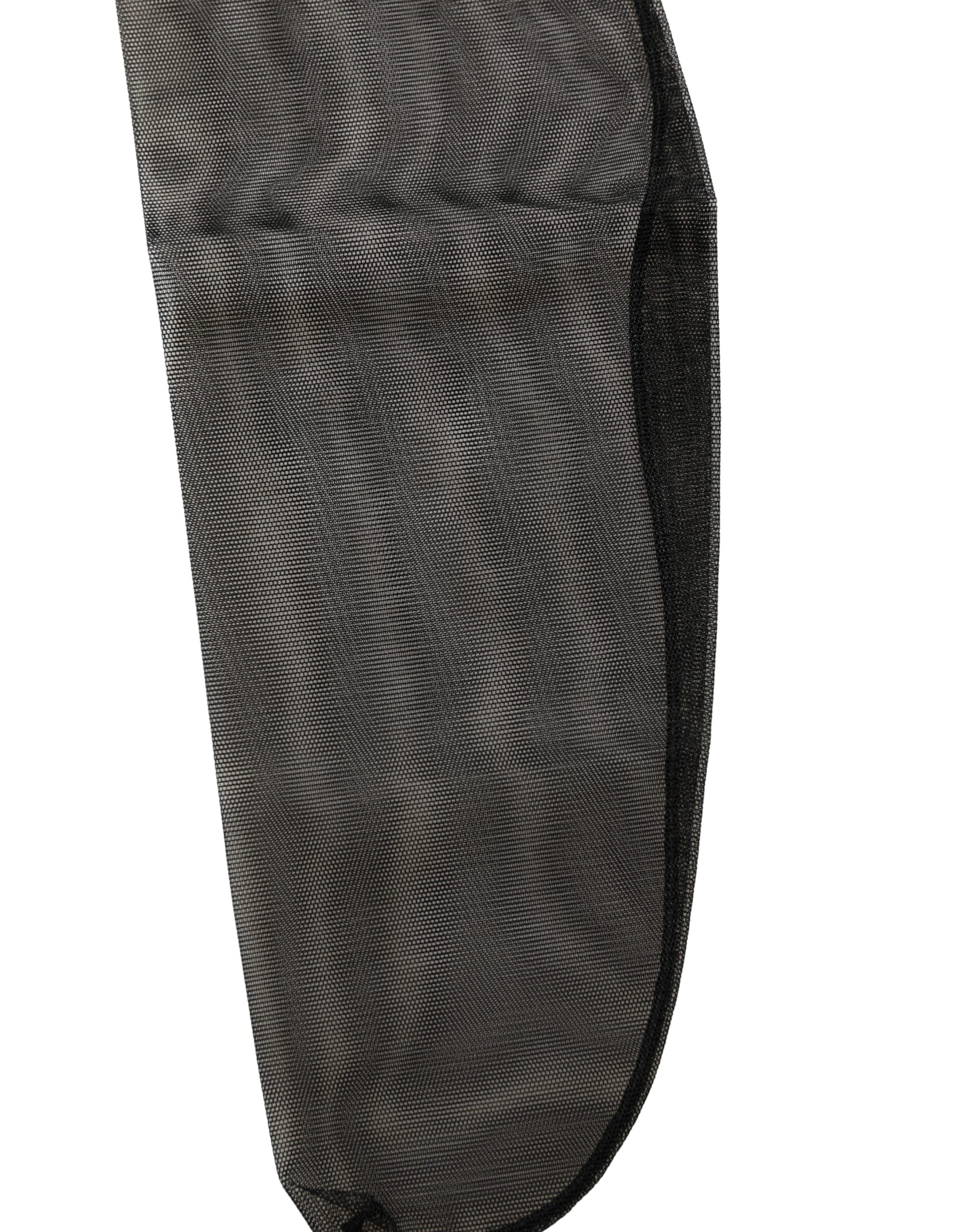 Dolce & Gabbana Schwarze Kniestrumpf-Socken aus Nylon-Mesh