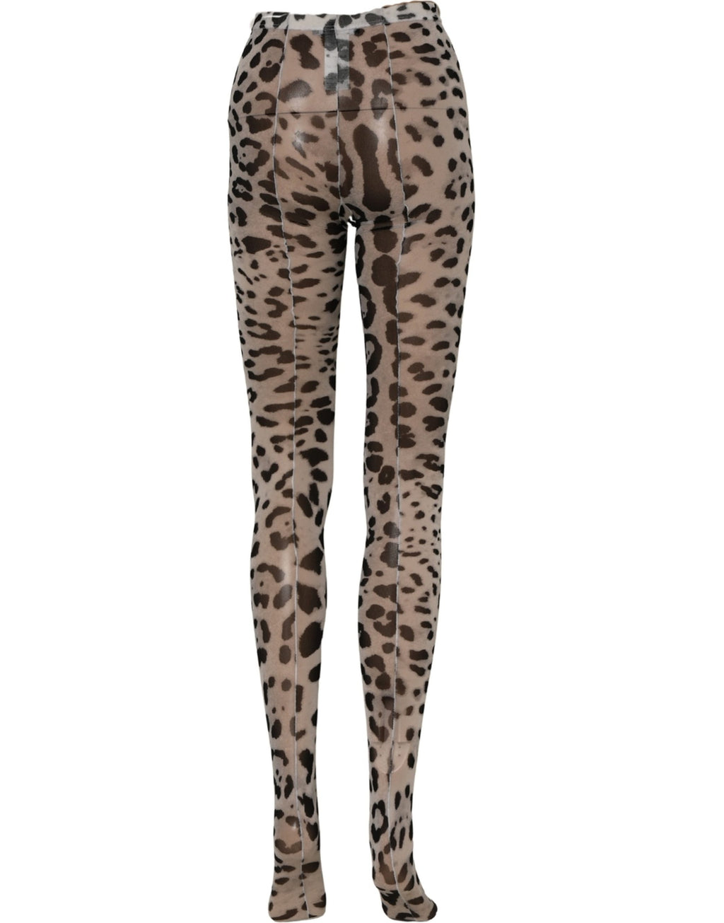 Dolce & Gabbana Graue Nylon-Strumpfhose mit Leopardenmuster