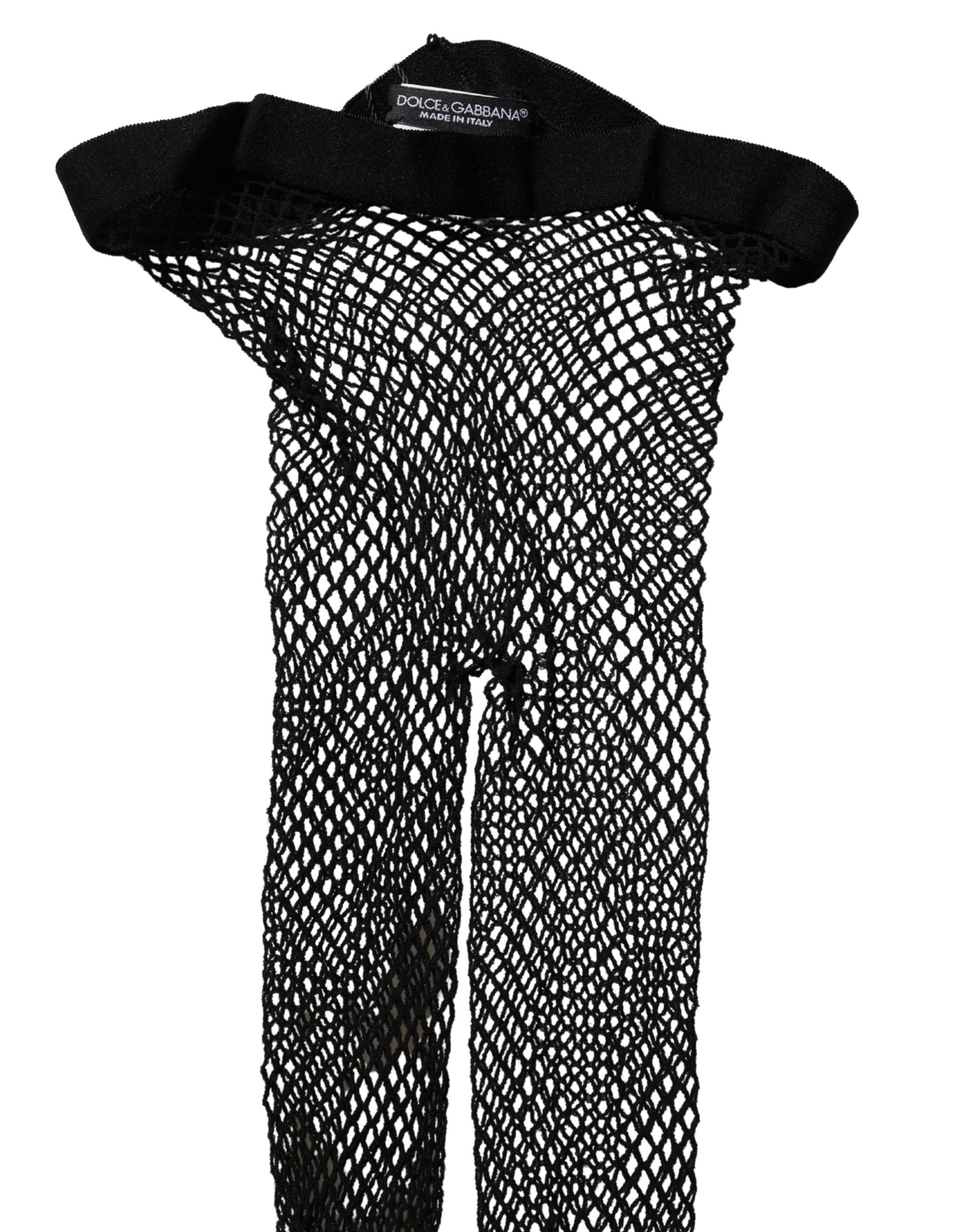 Dolce & Gabbana Schwarze Netzstrumpfhose aus Nylon