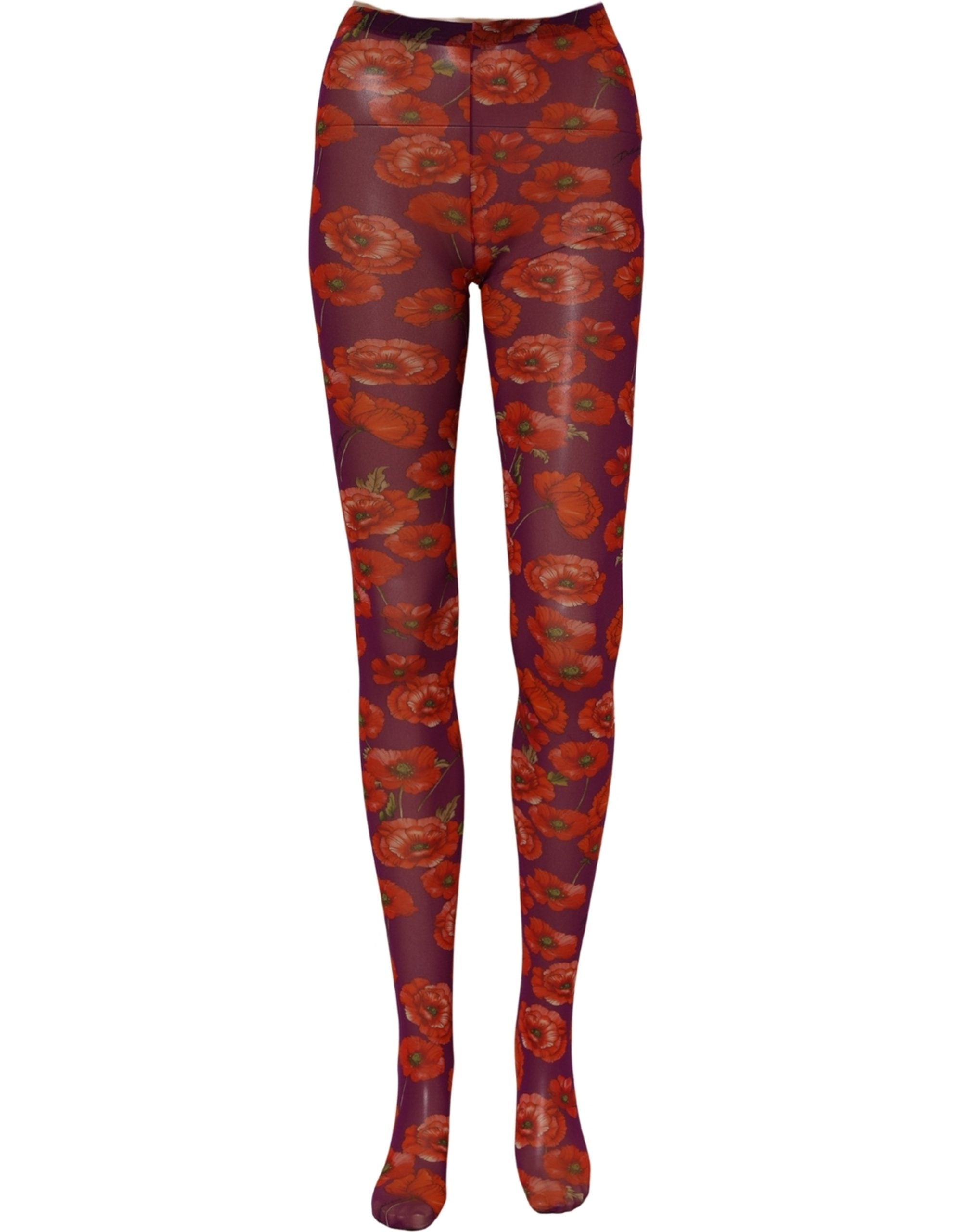 Dolce & Gabbana Lila Nylon-Strumpfhose mit Blumenprint