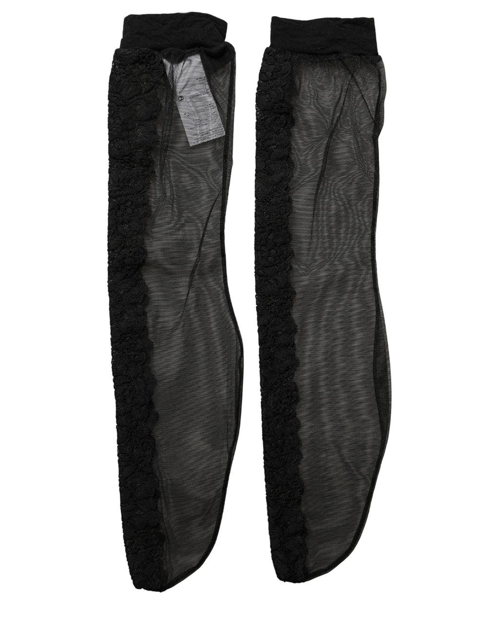 Dolce & Gabbana Schwarze Kniestrumpf-Socken aus Nylon-Mesh