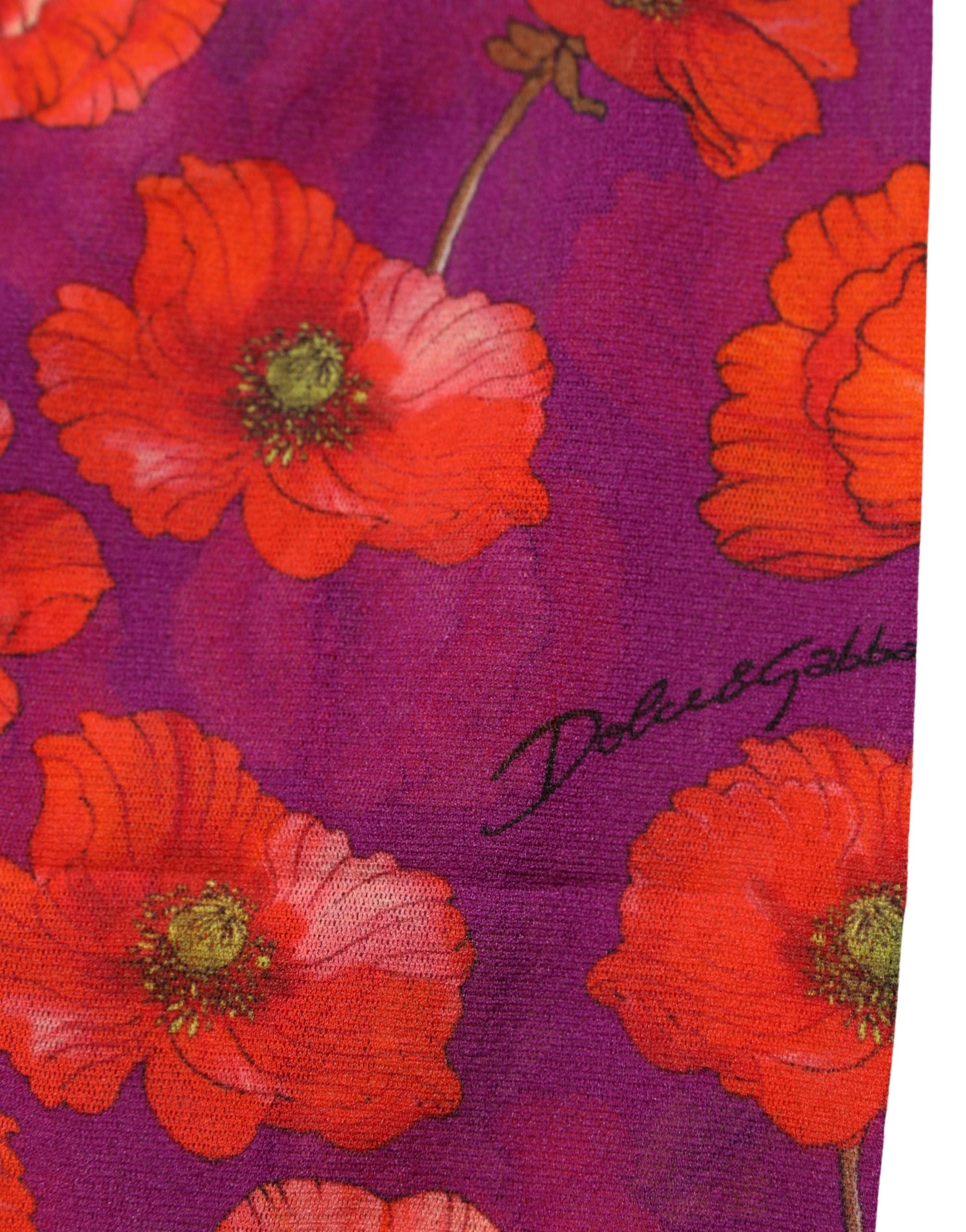 Dolce & Gabbana Lila Nylon-Strumpfhose mit Blumenprint