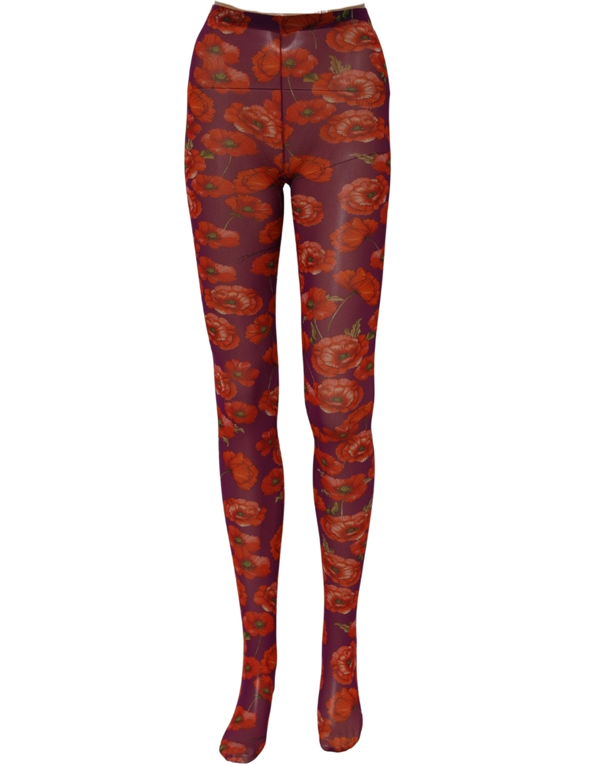 Dolce & Gabbana Lila Nylon-Strumpfhose mit Blumenprint