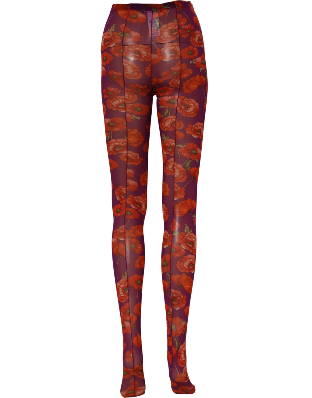 Dolce & Gabbana Lila Nylon-Strumpfhose mit Blumenprint