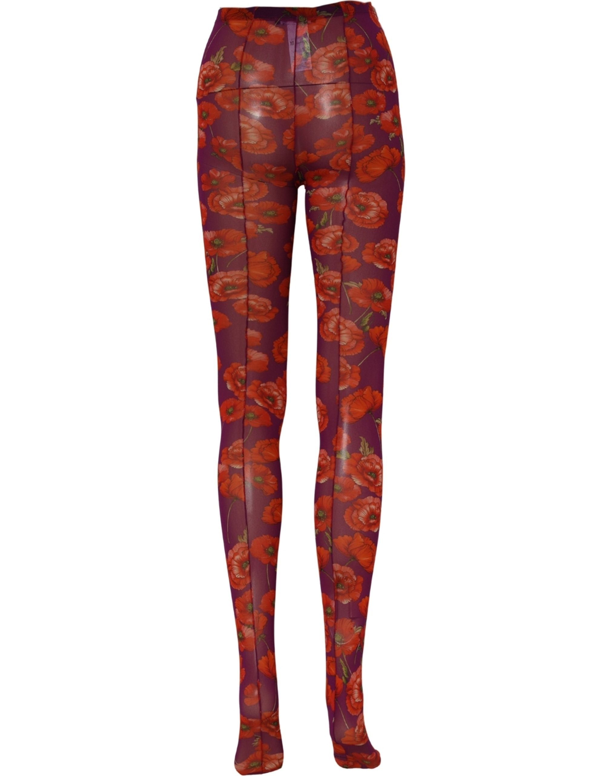 Dolce & Gabbana Lila Nylon-Strumpfhose mit Blumenprint