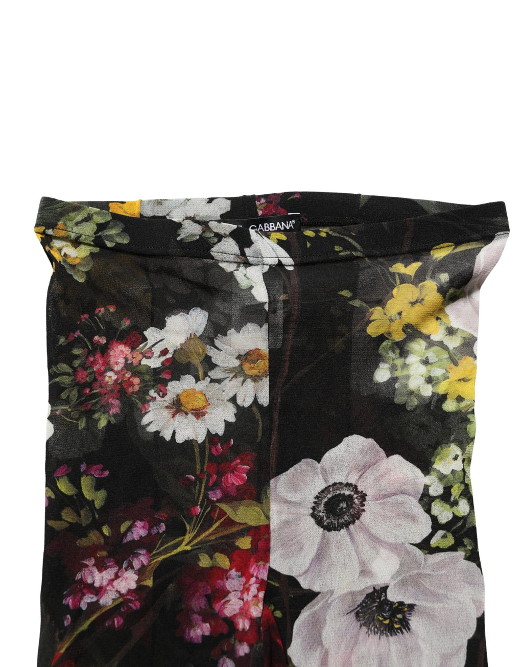 Dolce & Gabbana Schwarze Strumpfhose mit Blumenprint aus Nylon
