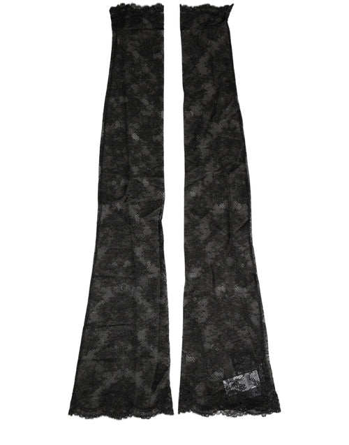 Dolce & Gabbana Schwarze Kniestrümpfe aus Nylon-Stretch mit floraler Spitze