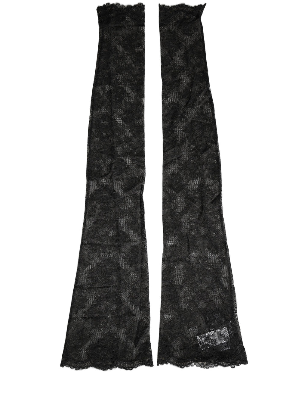 Dolce & Gabbana Schwarze Kniestrümpfe aus Nylon-Stretch mit floraler Spitze