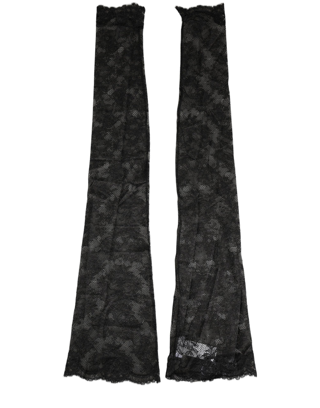 Dolce & Gabbana Schwarze Kniestrümpfe aus Nylon-Stretch mit floraler Spitze