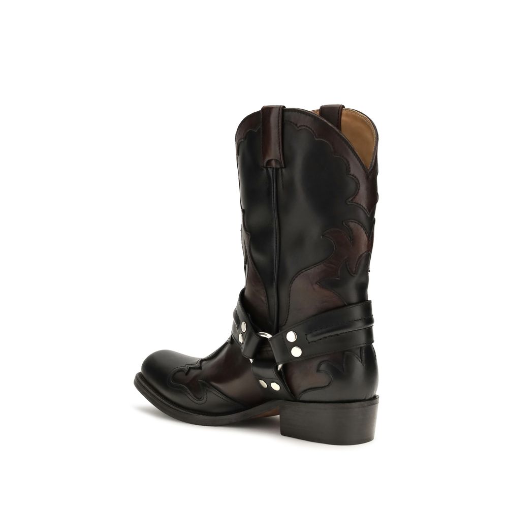 Versace Schwarze Ankle Boots aus Kalbsleder Bos Taurus