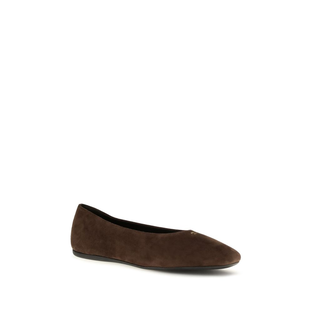 Prada Braune Kalbsleder-Ballerinas Bos Taurus