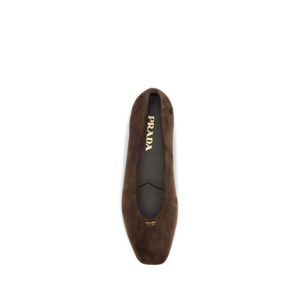 Prada Braune Kalbsleder-Ballerinas Bos Taurus
