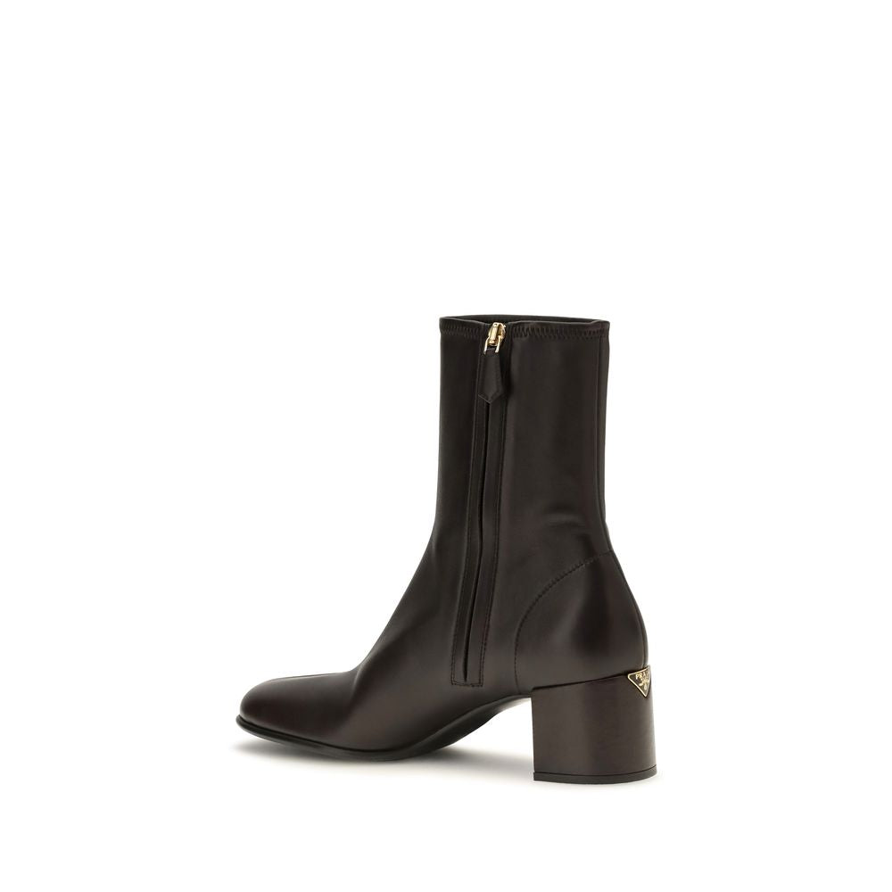 Prada Braune Lammfell-Knöchelstiefel Ovis Aries Aries